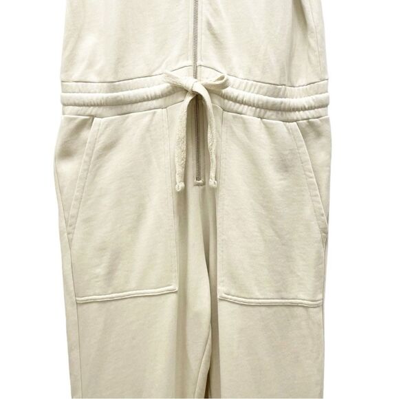 Rebecca Minkoff Mila Zip Front Short Sleeve Cream Cotton Jumpsuit Size Medium - Picture 10 of 16